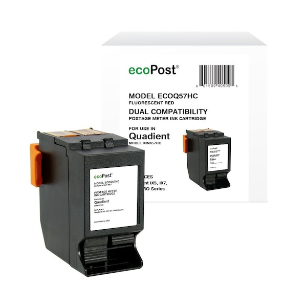 Cig ecoPost Non-OEM New Postage Meter Red Ink Cartridge for Quadient (NeoPost) IXINK57HC ECOQ57HC - main